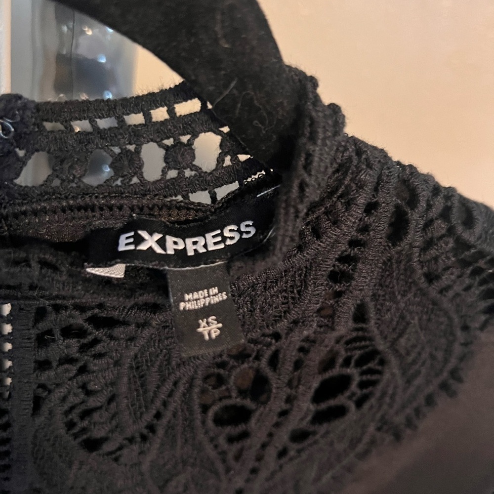 EXPRESS lace high neck dressy bodysuit - Picture 3 of 7